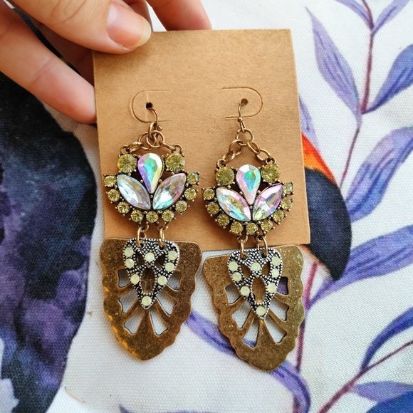 Brass Irridescent Boho Earrings - Picture 13 of 15